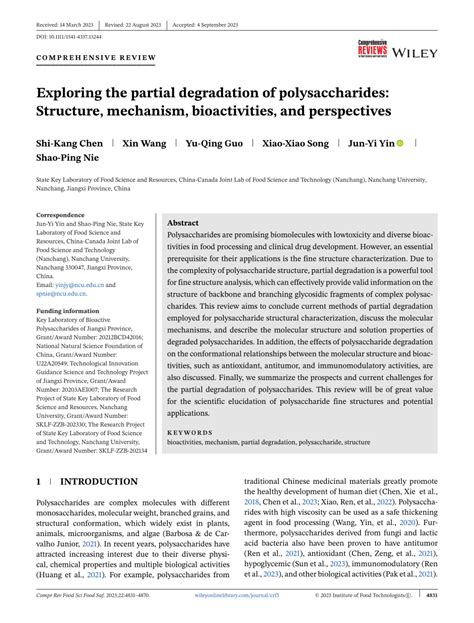 Exploring The Partial Degradation Of Polysaccharides Structure