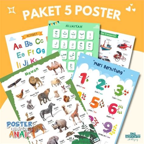 Jual Paket Poster Bonus Spidol Alfabet Hijaiyah Angka Hewan