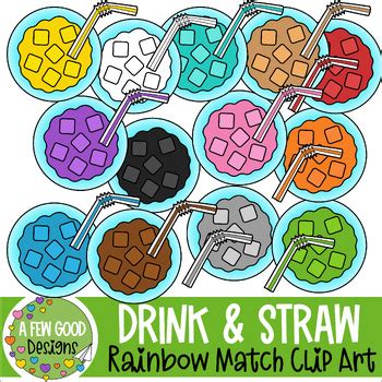 Drink And Straw Rainbow Match Up Clip Art By A Few Good Designs By