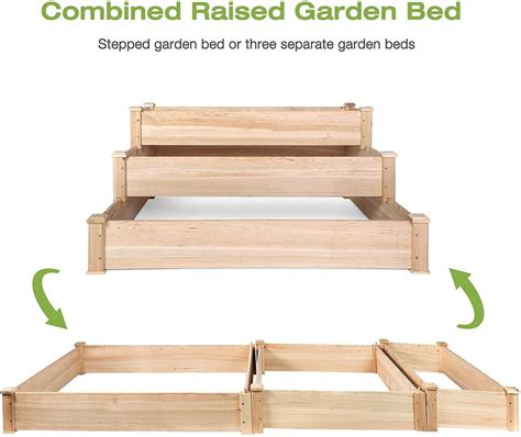 Wooden Raised Vegetable Garden Bed 3 Tier Elevated Planter Kit Outdoor