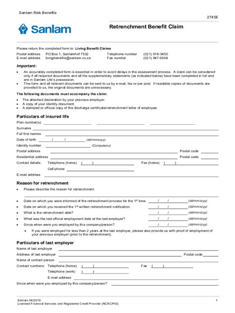 Fillable Online Death Claim Form Application For A Death Claim Where Sanlam Fax Email