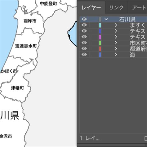 石川県 市区町村別 白地図データ（eps） 地図素材をダウンロードにて販売するお店｜今八商店