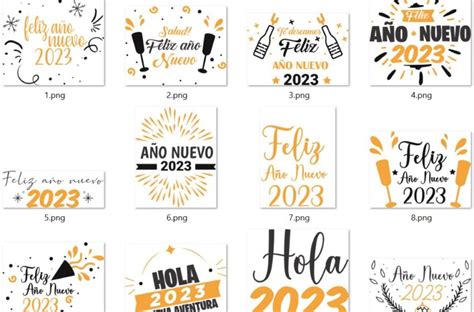 Vectores Año Nuevo 2023 Png Corte Sublimacion Plantillas Para Sublimar