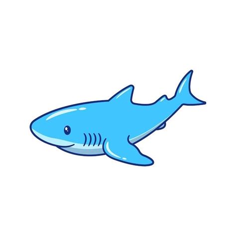 A Cartoon Blue Shark On A White Background