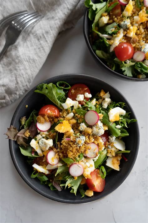 Loaded Vegetarian Cobb Salad With Chickpea Breadcrumbs