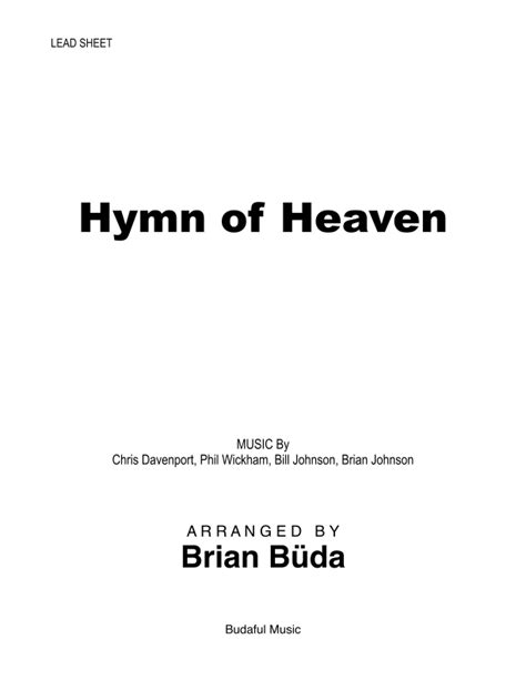 Hymn Of Heaven Arr Brian Buda By Phil Wickham Sheet Music For Lead