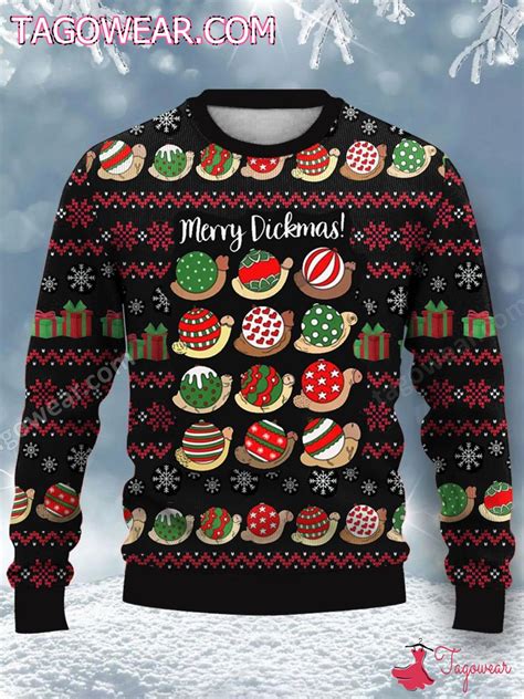 Funny Merry Dickmas Ugly Christmas Sweater Tagowear