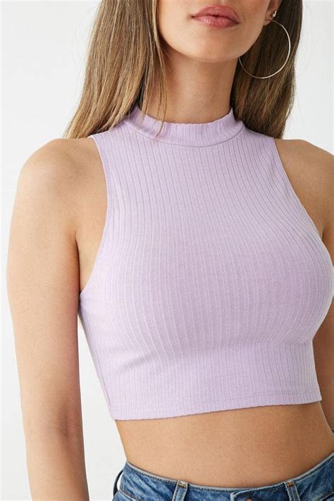 Shop Ribbed Mock Neck Crop Top For Women From Latest Collection At Forever 21 390258