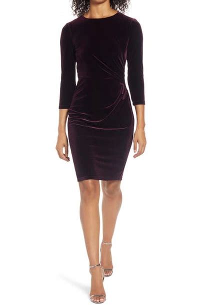 Eliza J Velvet Sheath Cocktail Dress In Wine Modesens