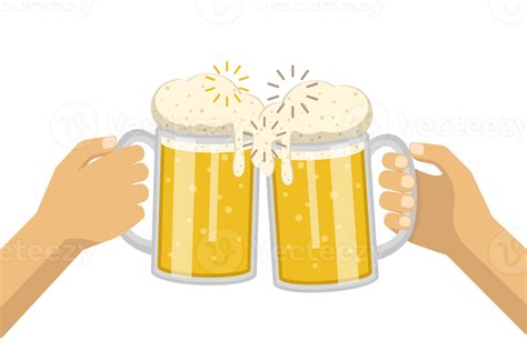 Hands Of Two People Clinking Beer Glasses In Flat Design 13743129 Png