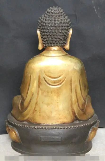 S Tibet Buddhism Bronze Gilt Seat Lotus Shakyamuni Amitabha