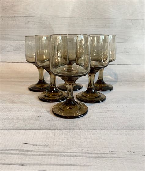 Brown Wine Glasses Libbey Tawny Accent Mod Stemware Water Goblets