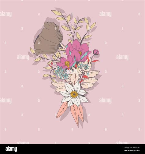 Vector Flower Bouquet Botanical And Floral Decoration Hand Drawn Vector Illustration Stock