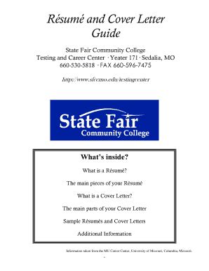 Fillable Online Sfccmo R Sum And Cover Letter Guide State Fair