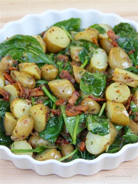 This Warm Spinach Potato Salad With A Bacon Vinaigrette Is A Perfect