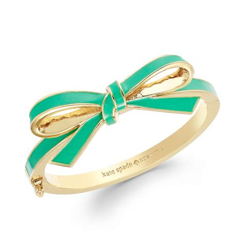 Lyst Kate Spade New York New York Goldtone Green Bow Bangle Bracelet