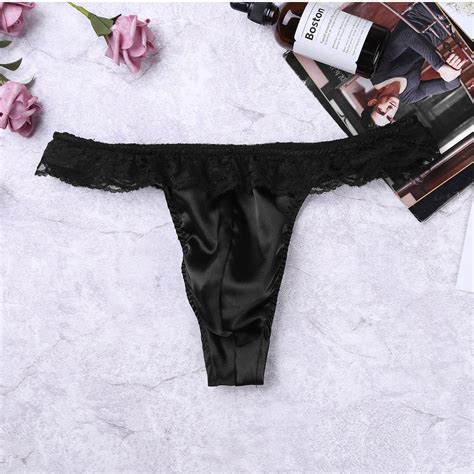 Mens Satin Bikini Brief Frilly Sissy Pouch Thong Underwear Lace Ruffle Panties Ebay