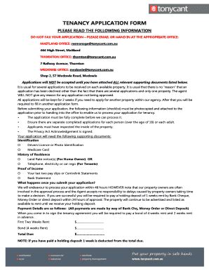 Fillable Online Tenancy Application Form Information Fax Email Print