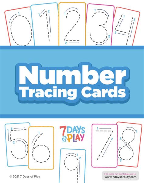 Number Tracing Cards 7 Days Of Play