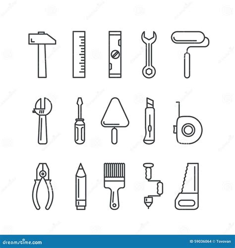 Different Industrial Equipment Icons Set Stock Vector - Illustration of ...