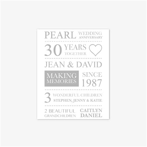 Pearl Wedding Anniversary 30 Anniversary Print 30 Years Wedding