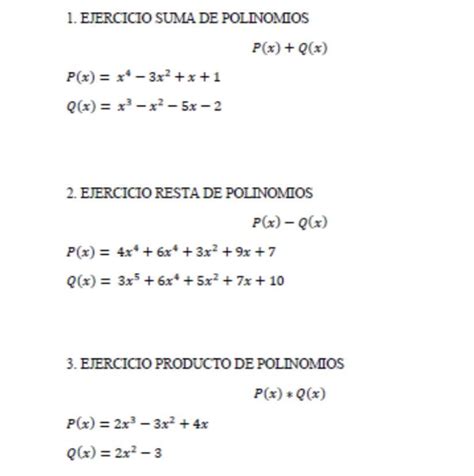 Sumas Restas Multiplicación de polinomios Brainly lat