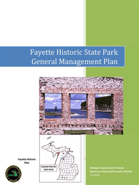 Fillable Online Fayette Historic State Park General Management Plan