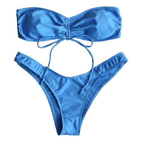 Women Swimsuit Swimwear Cinched High Cut Bikini Set Brazilian Biquni