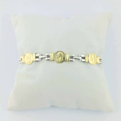 Pulsera de plata 925 con double de oro 18k Virgen niña Virgen Niña