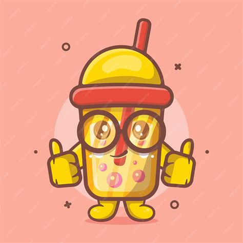 Premium Vector Cute Bubble Tea Drink Character Mascot With Thumb Up