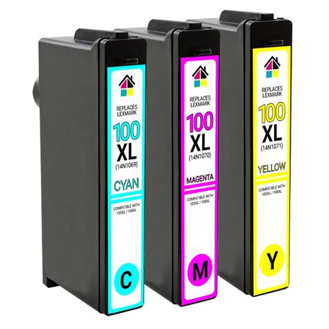 Lexmark 100xl High Yield Compatible Ink Cartridges 3pk 1ea Cmy