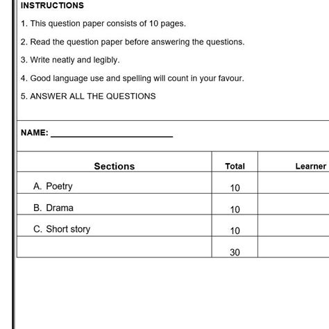 English Fal Gr Term Exam Teacha