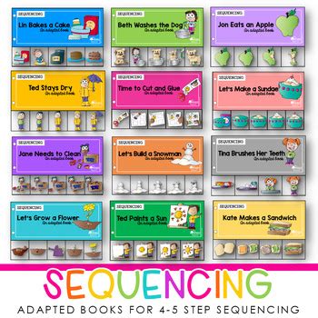 adapted books  learning sequencing   step sequencing tasks