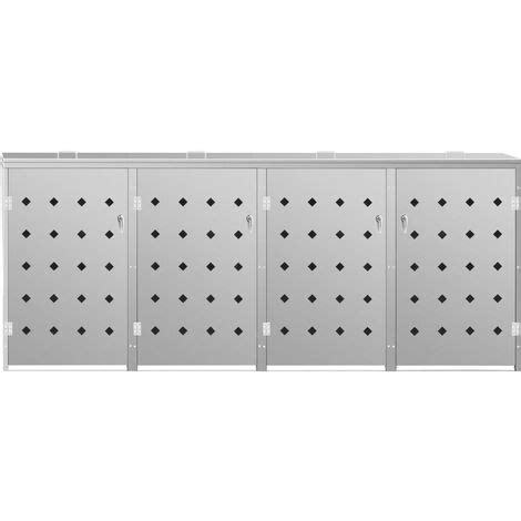 Abri De Poubelle Quadruple Sur Roulettes L Acier Inoxydable