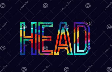 Head Word Typography Design In Rainbow Colors Logo Stock Vector