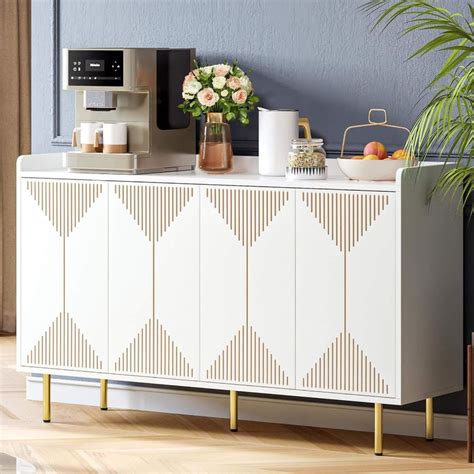 Yitahome 55 Wide Modern Wood Buffet Cabinet Storage Sideboard With 4