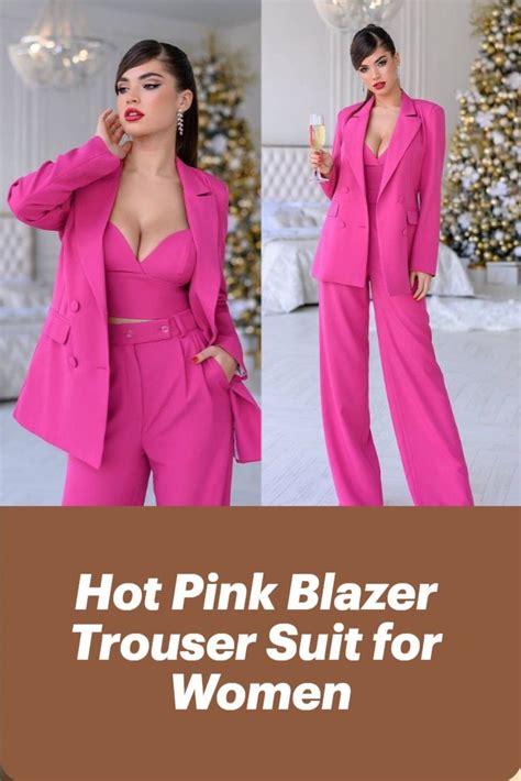 Hot Pink Blazer Trouser Suit For Women Pink Pantsuit For Women Womens