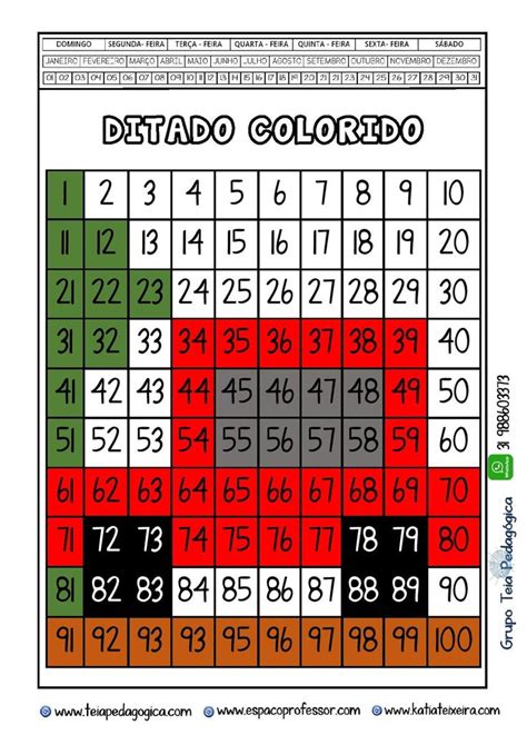 Ditado Colorido 0 A 100 Espaço Professor Atividades De Matemática