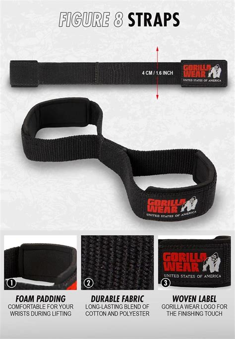 Figure Lifting Straps Black Gorilla Wear