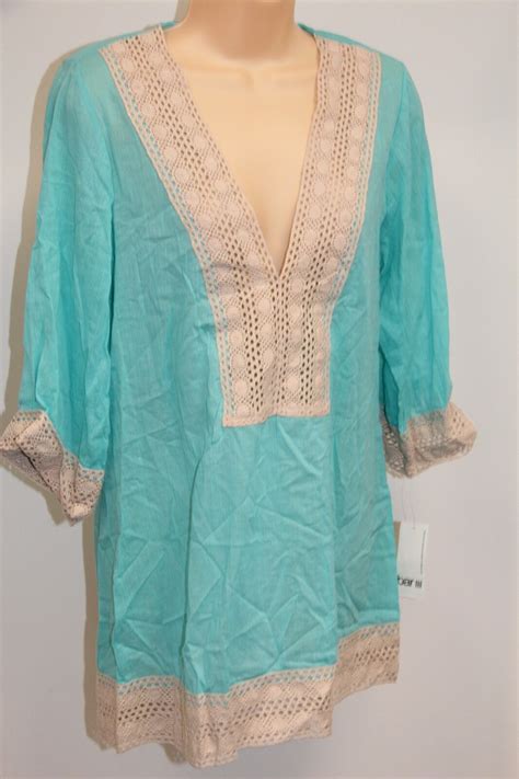 Nwt Bar Iii Swimsuit Bikini Cover Up Dress Size L Moon Struck Aqua Ebay