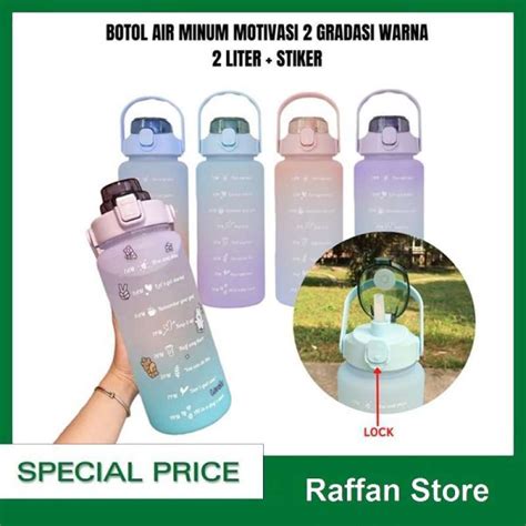 Jual Botol Air Minum 2 Liter Gradasi Warna Tritan Rainbow Viral Bpa Di