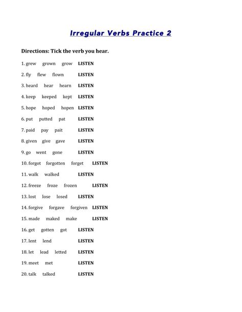 Ficha Online De Irregular Verbs Para 4º Puedes Hacer Los Ejercicios Online O Descargar La Ficha