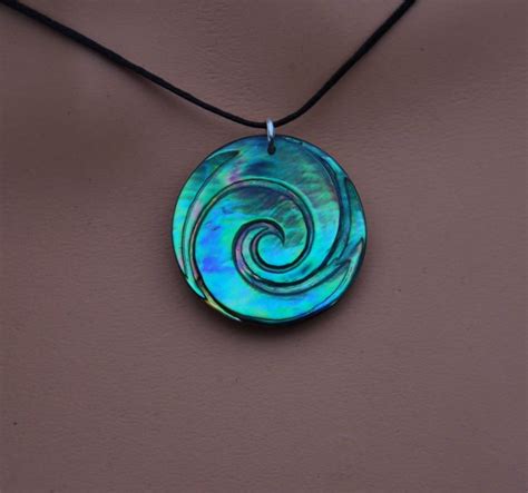 Moana Style Koru Ocean New Zealand Paua Shell Pendant Etsy New