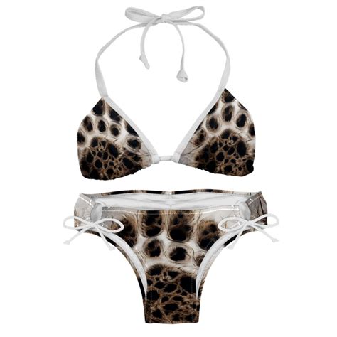 Print Detachable Sponge Adjustable Strap Bikini Set Pack Swimwear