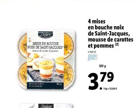 Promo Mises En Bouche Noix De Saint Jacques Mousse De Carottes Et