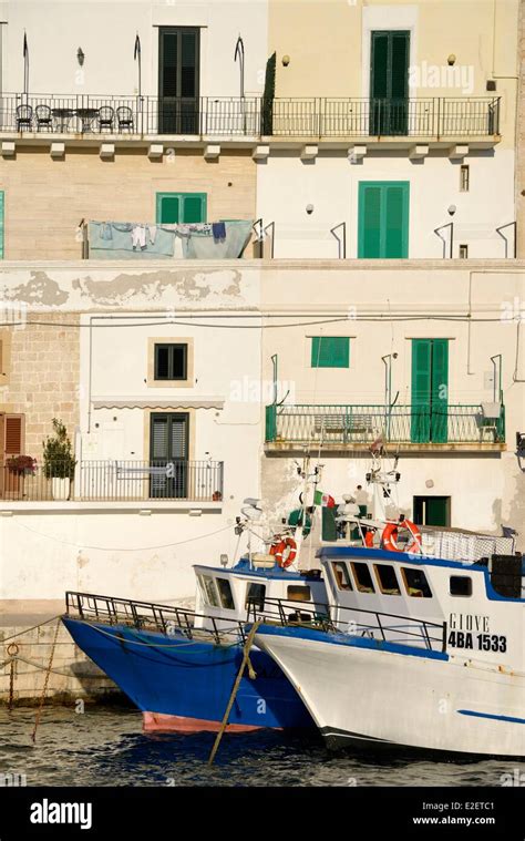 Italy Puglia Bari Province Monopoli Fishing Port Trawlers