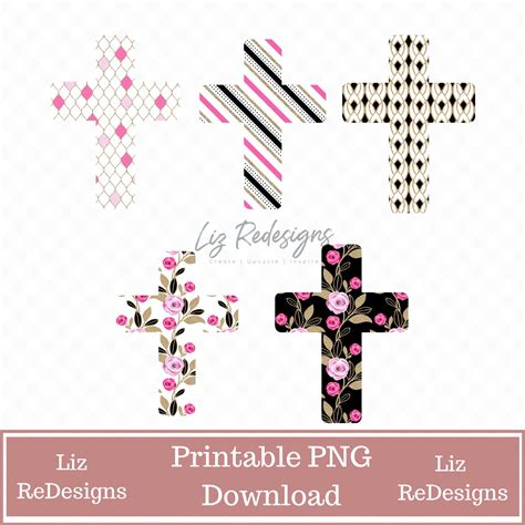 Floral Cross Clipart Cross Clipart Elegant Cross Religious Clipart Christian Clipart Sublimation ...