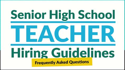 DEPED SENIOR HIGH SCHOOL TEACHER HIRING GUIDELINES FAQs YouTube