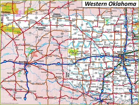 Map of Western Oklahoma - Ontheworldmap.com