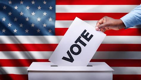 A Hand Is Holding A Vote Sign In Front Of A Flag Premium Ai Generated
